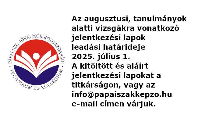 Jelentkezés augusztusi vizsgákra